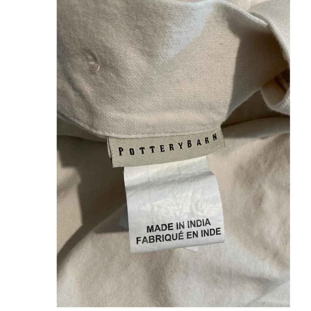 Pottery Barn Floral Crewel Pillow Shams Standard Set of 2 Cream Embroidered